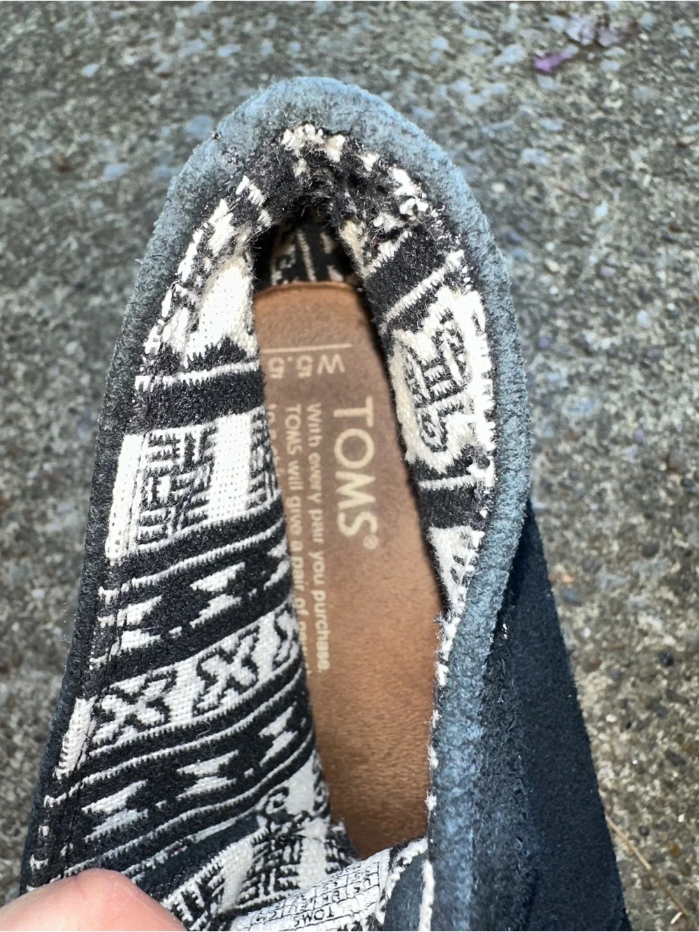 TOMS Black Suede Desert Wedge Ankle Boots w-5.5 girls-3.5